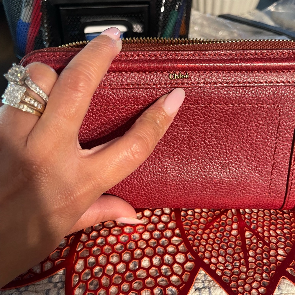Chloe Deep Red Leather Wallet - Picture 10 of 10